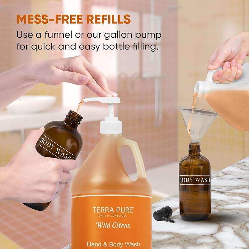 Terra Pure | 1 Gallon Body Wash | Luxury Hotel Toiletry Bulk Size| Designed to Refill Soap Dispensers | 128 oz - Image 6