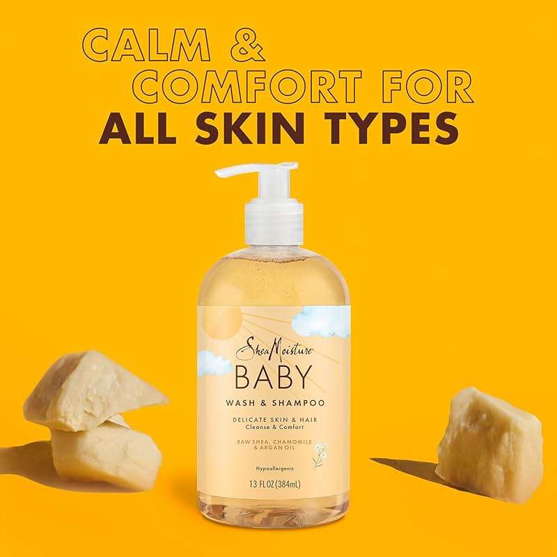 SheaMoisture Baby Essentials, Body Wash & Shampoo + Curls & Coils Conditioner, Detangler with Raw Shea, Chamomile & Argan Oil, Pediatrician-Tested, Hypoallergenic, Tear-Free, 13 Oz Ea - Image 4
