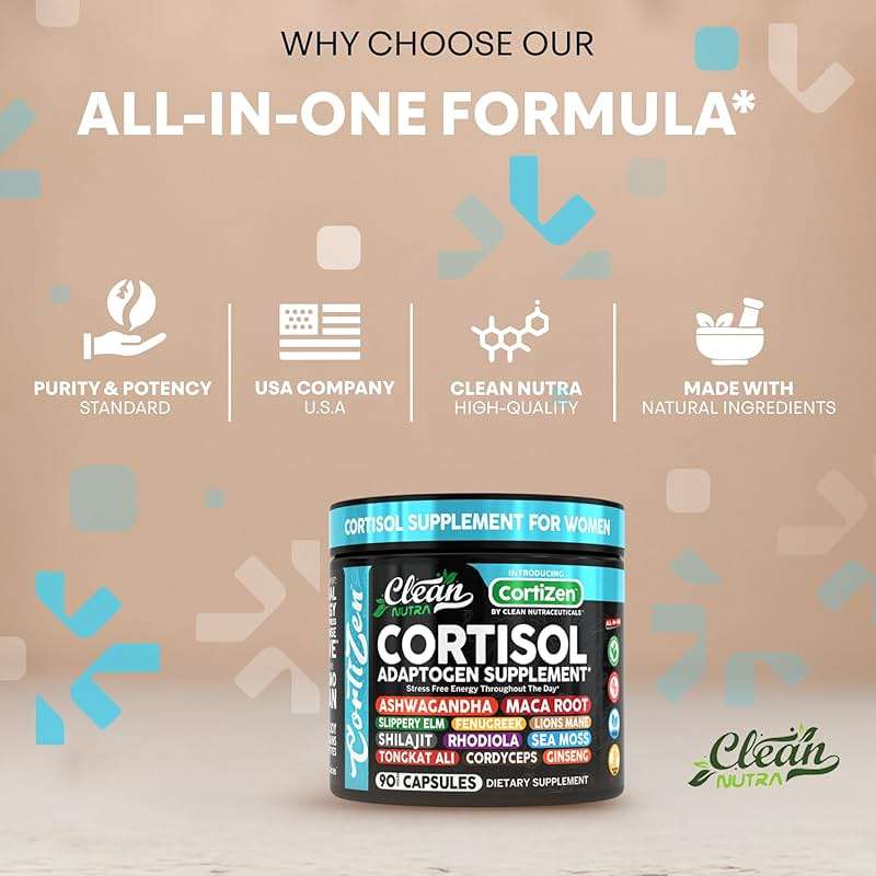 Clean Nutra Cortisol Supplements For Women | Maca Root Ashwagandha Cortisol Detox Manager Reducer + Slippery Elm Fenugreek Lions Mane Shilajit Rhodiola Sea Moss Tongkat Ali Cordyceps Ginseng Beet Root - Image 7
