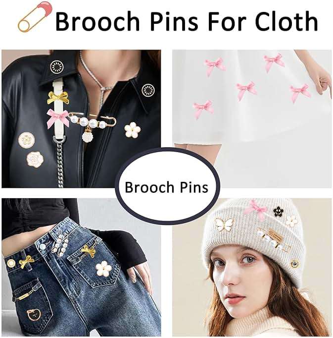 52Pcs Shoe Charms for Sneakers Bow Shoe Lace Charms Junk Sock Jewelry Kit for Women DIY Accessories Rhinestone Brooch Buttons Pearl Flower Clips Safety Pin Gold for Sneaker Hat Clothes Decoration - Image 6