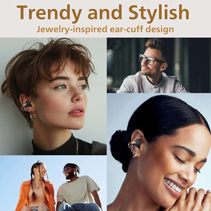 JVC Nearphones Open Ear True Wireless Headphones - Open Ear Earbuds - Bluetooth 5.3-24H Playback - IPX4 Water Resistant - Built-in Mic - Awareness & Comfort - Ear Clip Earbuds - HANP1T - Image 3