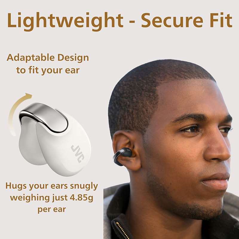JVC Nearphones Open Ear True Wireless Headphones - Open Ear Earbuds - Bluetooth 5.3-24H Playback - IPX4 Water Resistant - Built-in Mic - Awareness & Comfort - Ear Clip Earbuds - HANP1T - Image 4
