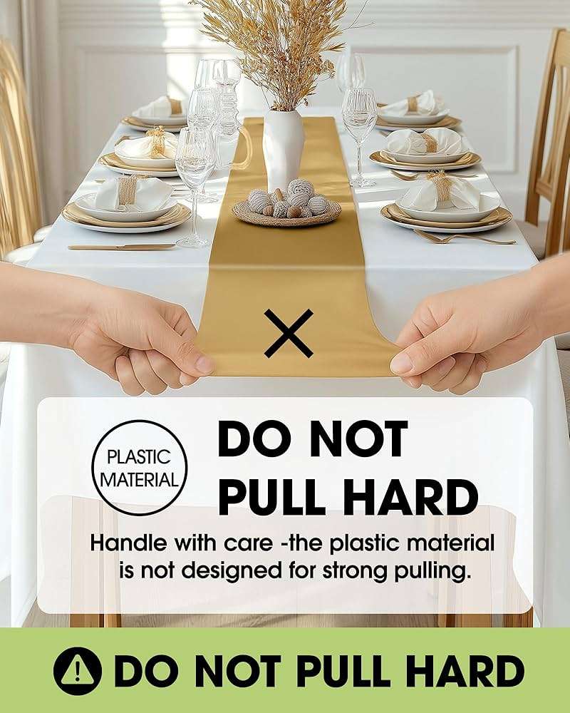Pureegg Gold Plastic Table Runners - 10 Pack, 14'' x 108'', Water Resistant & Disposable Centerpiece Decorations for Table Cloth, Wedding, Birthday, Holiday, Baby Shower, Party, Home Decor - Image 8