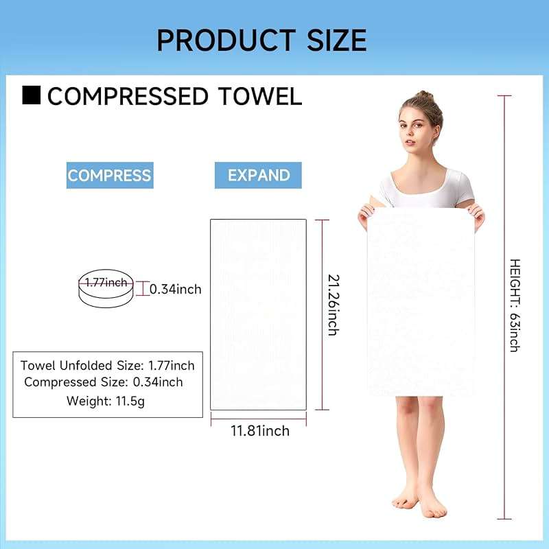 11.8in x 21.3 in Compressed Towels Thicker Style Magic Disposable Face Compressed Towel, Portable Washcloth Reusable for Travel Home, Outdoor Sports, Beauty Salon - Image 2