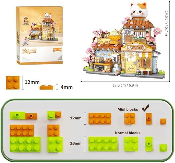 Lucky Cat Building Set,Openable Taiyaki Shop 923PCS Mini Brick Building Toy for Boys Girls Age 8+ - Image 4