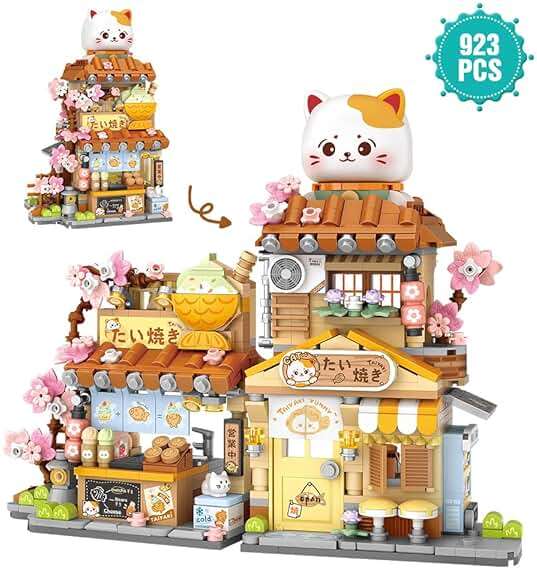 Lucky Cat Building Set,Openable Taiyaki Shop 923PCS Mini Brick Building Toy for Boys Girls Age 8+ - Image 5