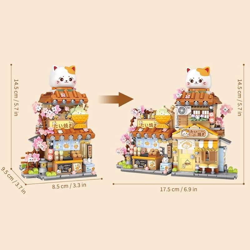 Lucky Cat Building Set,Openable Taiyaki Shop 923PCS Mini Brick Building Toy for Boys Girls Age 8+ - Image 6