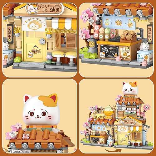 Lucky Cat Building Set,Openable Taiyaki Shop 923PCS Mini Brick Building Toy for Boys Girls Age 8+ - Image 9