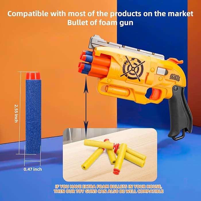 2 Pack Blaster Guns Boys Toy for 3+ Year Old Kids, 80 Soft Foam Darts Bullets, 2 Targets & 2 Wrist Strap, Gun Toys Gifts for Ages 8-12,Christmas Stocking Stuffers Party Supplies for Toddler Orange - Image 2