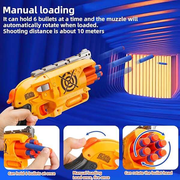 2 Pack Blaster Guns Boys Toy for 3+ Year Old Kids, 80 Soft Foam Darts Bullets, 2 Targets & 2 Wrist Strap, Gun Toys Gifts for Ages 8-12,Christmas Stocking Stuffers Party Supplies for Toddler Orange - Image 4