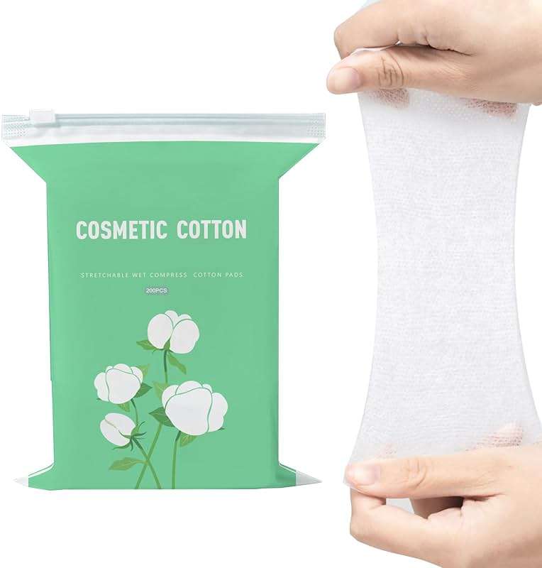 EKIND 200 Pcs Premium Stretchable Cosmetic Cotton Pads, Combination of Open & Unopened Holes, Moisturizing Facial Makeup Cotton, for Women's Beauty and Personal Care - Image 1