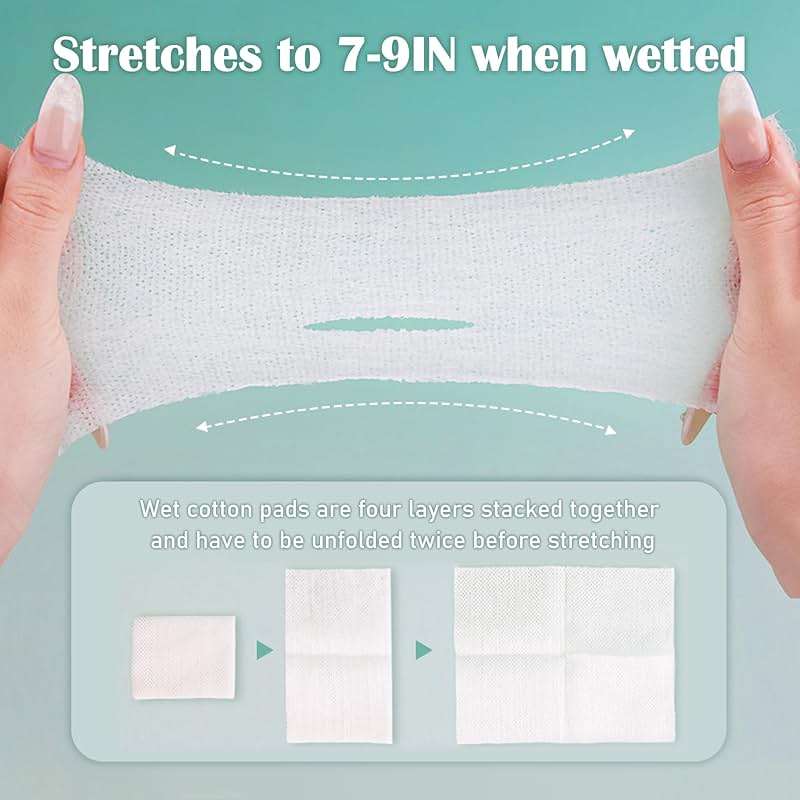 EKIND 200 Pcs Premium Stretchable Cosmetic Cotton Pads, Combination of Open & Unopened Holes, Moisturizing Facial Makeup Cotton, for Women's Beauty and Personal Care - Image 2