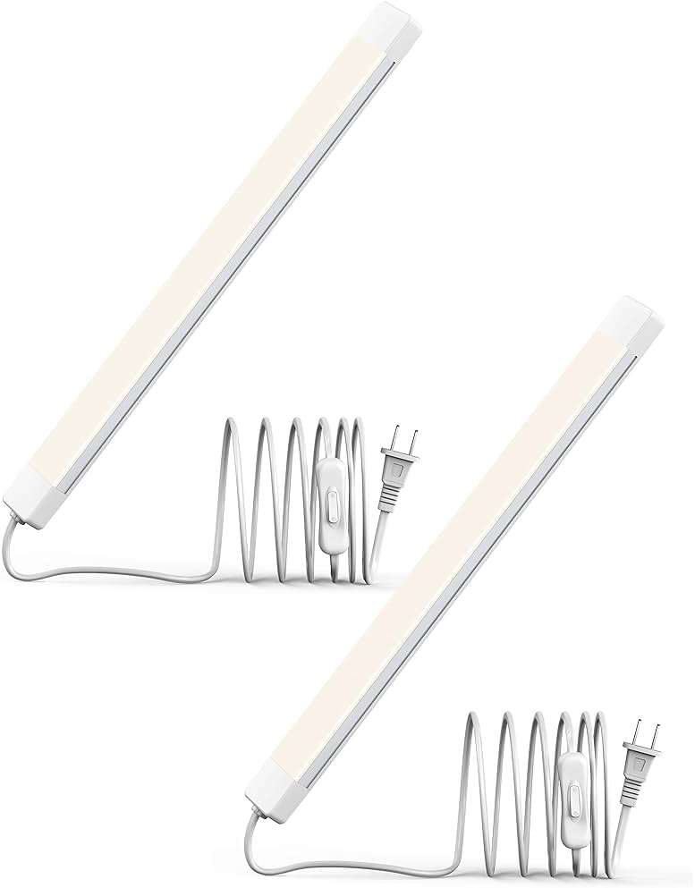 ASOKO 16 Inch Under Cabinet Lights,Plug and Play Under Counter Lighting,4500K Daylight White with 700LM Bright,ETL Light Bar with ON/Off Switch for Kitchen,Under Desk,Workbench-2 Pack - Image 1
