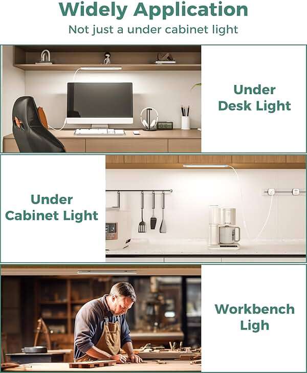 ASOKO 16 Inch Under Cabinet Lights,Plug and Play Under Counter Lighting,4500K Daylight White with 700LM Bright,ETL Light Bar with ON/Off Switch for Kitchen,Under Desk,Workbench-2 Pack - Image 5