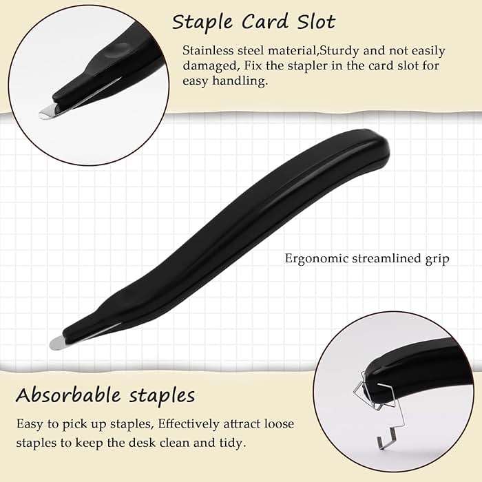 Staple Remover, Staple Puller Tool with Magnetic Tip, Ergonomic Design for Efficient Staple Extraction, Suitable for Home, School, Office, Black - Image 3