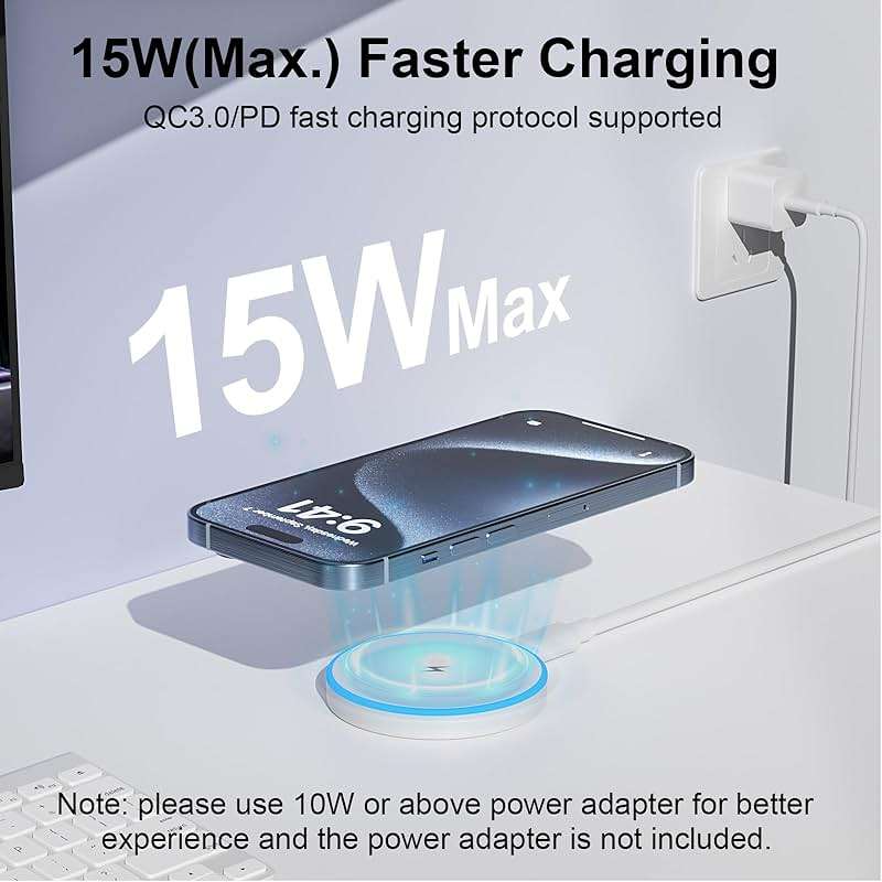 MagSafe Charger 2 Pack 15W Magnetic Wireless Charger Fast Charging Pad Compatible with iPhone 17/16/15/14/13/12 Series & AirPods 4/3/2/Pro Magnetic MagSafe Charging Pad with Dual Ports - Image 2