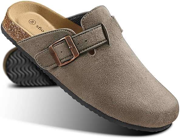 KEMISANT Women Clogs Mules Sandals Slippers Fleece Lined Upper Unisex,Memory Foam Cushioned Cork-Footbed - Image 1