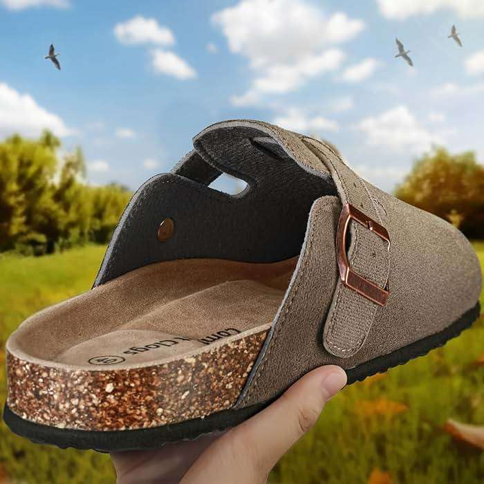 KEMISANT Women Clogs Mules Sandals Slippers Fleece Lined Upper Unisex,Memory Foam Cushioned Cork-Footbed - Image 3