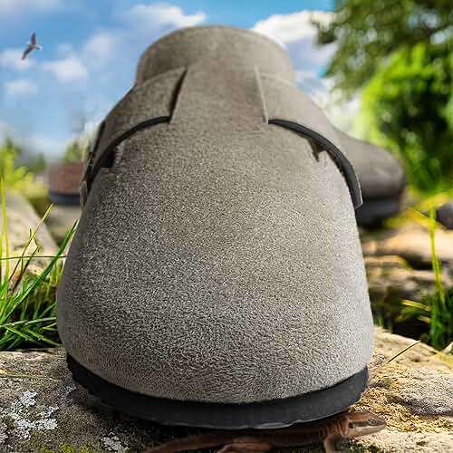 KEMISANT Women Clogs Mules Sandals Slippers Fleece Lined Upper Unisex,Memory Foam Cushioned Cork-Footbed - Image 4