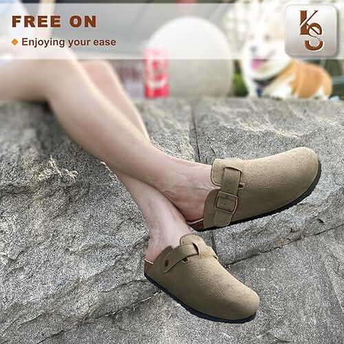 KEMISANT Women Clogs Mules Sandals Slippers Fleece Lined Upper Unisex,Memory Foam Cushioned Cork-Footbed - Image 7