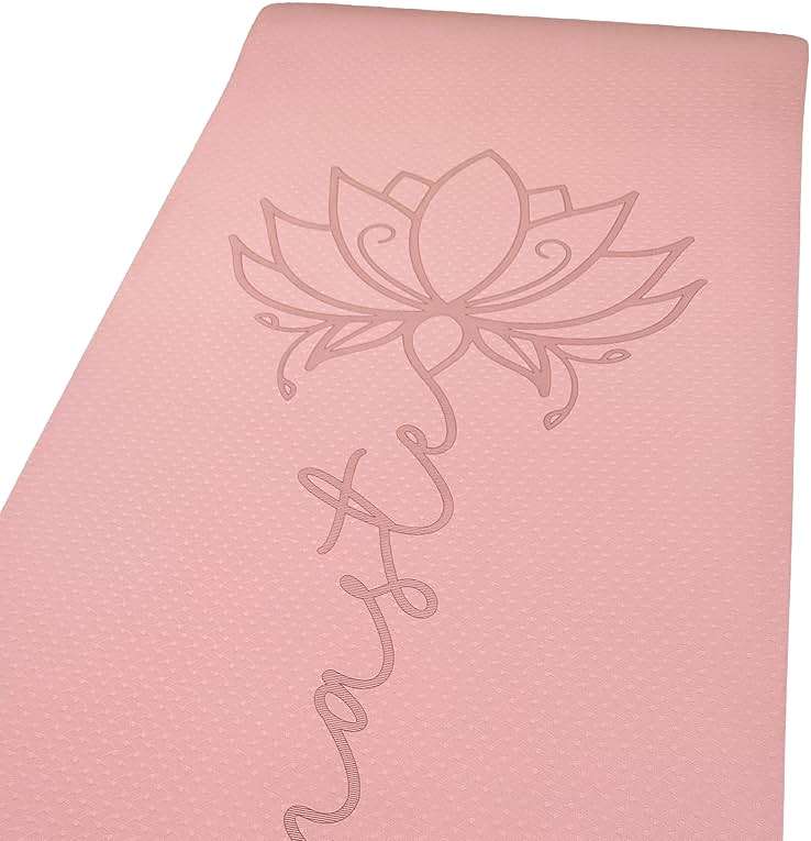 Lotus et Moi Non Slip Yoga Mat 6mm Thick, TPE Yoga Mat with a Carrying Strap, Home Workout, Light Weight Travel Pilates Mat Women, Fitness Gym Mat, Namaste - Image 8
