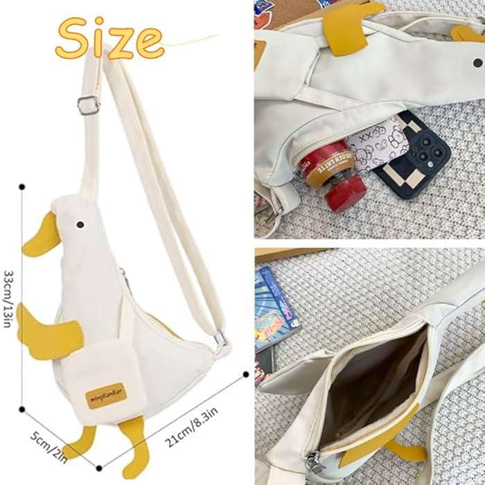 Cute Duck Purse Canvas Messenger Bag Cartoon Chest Wallet Novelty Bag Unisex Funny Shoulder Bag for Girls Women Daily Use ﻿ | Cute Duck - Image 2