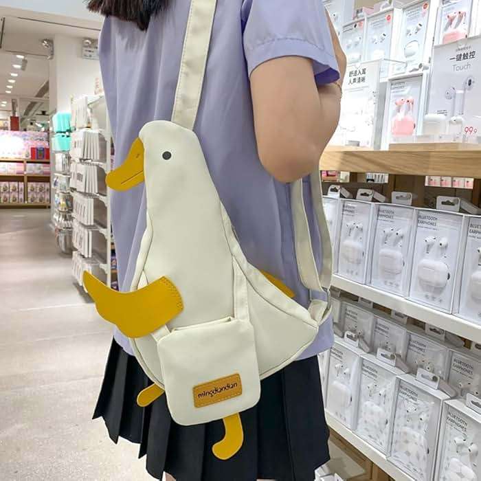 Cute Duck Purse Canvas Messenger Bag Cartoon Chest Wallet Novelty Bag Unisex Funny Shoulder Bag for Girls Women Daily Use ﻿ | Cute Duck - Image 6