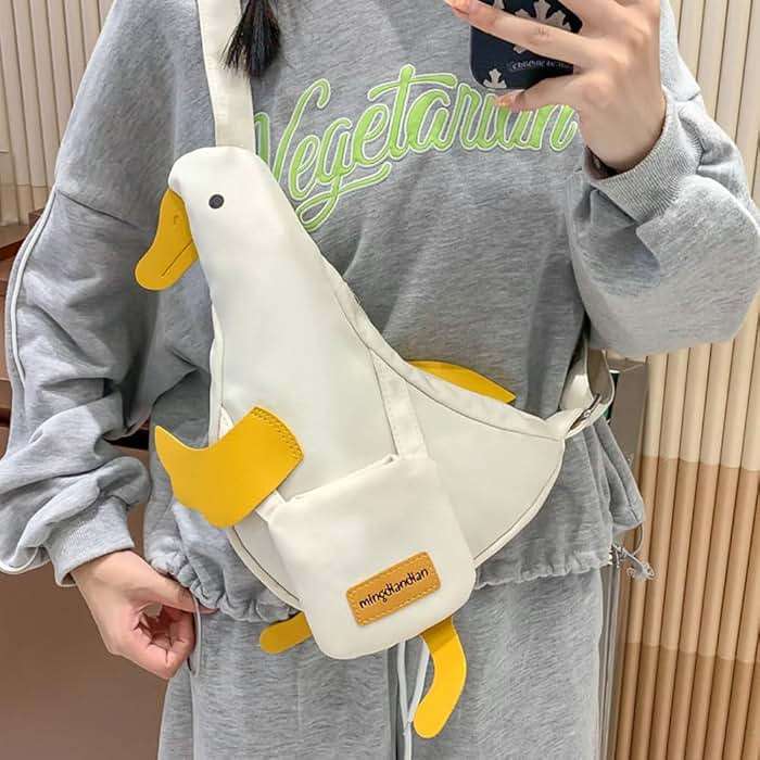 Cute Duck Purse Canvas Messenger Bag Cartoon Chest Wallet Novelty Bag Unisex Funny Shoulder Bag for Girls Women Daily Use ﻿ | Cute Duck - Image 7