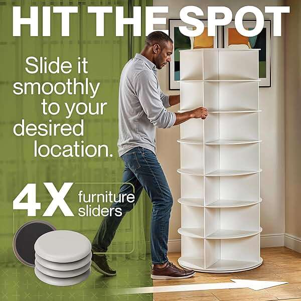 LOFT + IVY 7 Tier Rotating Shoe Rack Tower – 360° Spinning Storage Organizer, Modern Round Shoe Carousel for Closet, Entryway, Bedroom – Space Saving Rotating Lazy Susan Storage Tower - Image 4