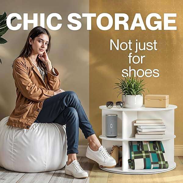 LOFT + IVY 7 Tier Rotating Shoe Rack Tower – 360° Spinning Storage Organizer, Modern Round Shoe Carousel for Closet, Entryway, Bedroom – Space Saving Rotating Lazy Susan Storage Tower - Image 8