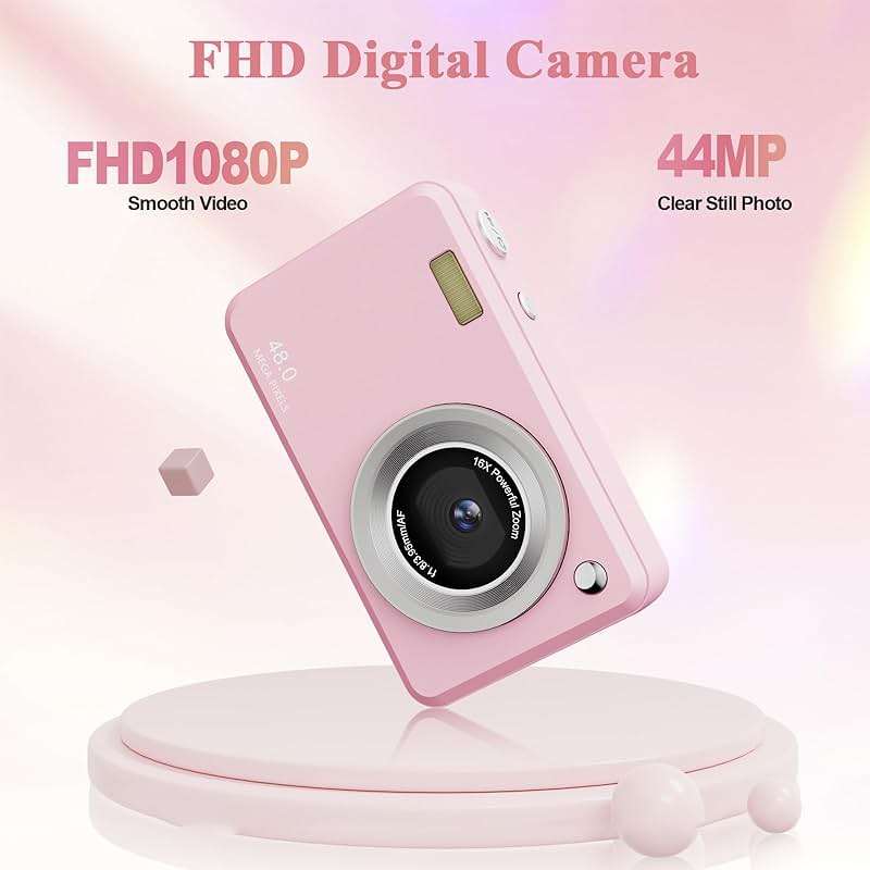 Digital Camera with 32GB Card,48MP Compact Portable Small Point Shoot Camera,FHD 1080P Point and Shoot Digital Cameras with 16X Zoom,for Boys Girls Teens Gifts - Image 3