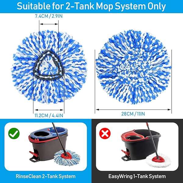 10 Pack Mop Replace Heads Compatible with O-Cedar Easywring Rinseclean 2-Tank System, Spin Mop Head Replacement, Microfiber Mop Refills for Deep Cleaning, Washable and Reusable - Image 2