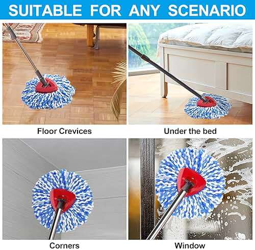 10 Pack Mop Replace Heads Compatible with O-Cedar Easywring Rinseclean 2-Tank System, Spin Mop Head Replacement, Microfiber Mop Refills for Deep Cleaning, Washable and Reusable - Image 5
