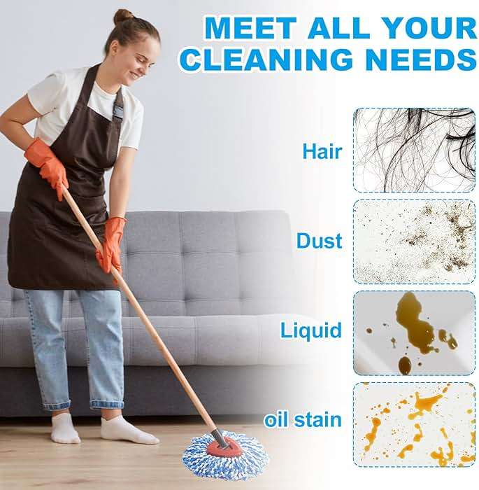 10 Pack Mop Replace Heads Compatible with O-Cedar Easywring Rinseclean 2-Tank System, Spin Mop Head Replacement, Microfiber Mop Refills for Deep Cleaning, Washable and Reusable - Image 6