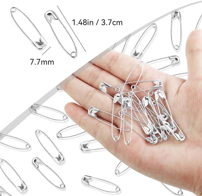 100 Pack Silver Safety Pins Assorted, Galvanized Steel Bulk Safety Pins for Sewing, Clothes, Arts & Craft (1.5 Inch / 38 mm) - Image 3