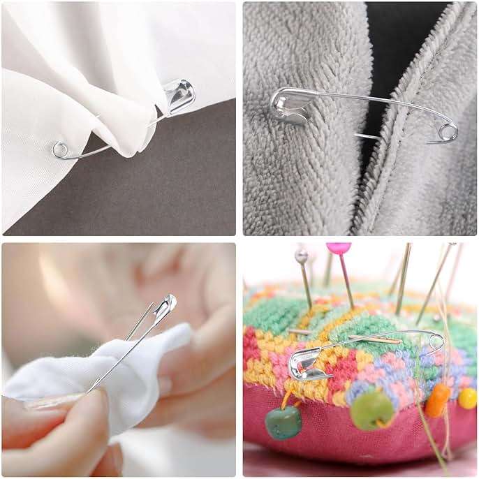 100 Pack Silver Safety Pins Assorted, Galvanized Steel Bulk Safety Pins for Sewing, Clothes, Arts & Craft (1.5 Inch / 38 mm) - Image 6