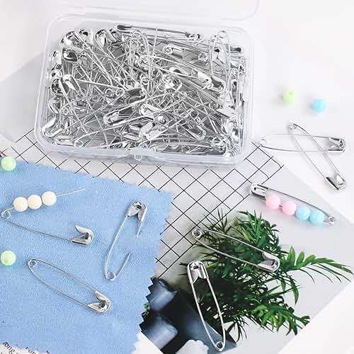 100 Pack Silver Safety Pins Assorted, Galvanized Steel Bulk Safety Pins for Sewing, Clothes, Arts & Craft (1.5 Inch / 38 mm) - Image 7