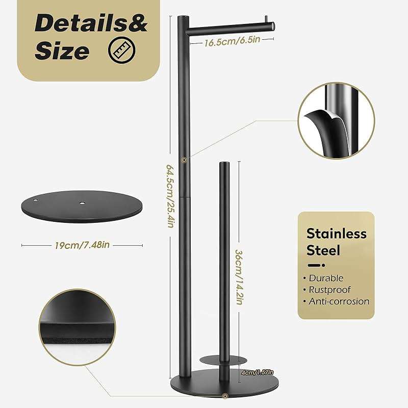 Toilet Paper Holder Stand, Toilet Paper Storage Standing, Standing Toilet Paper Stand, Standing Toilets Paper Holder with Storage, Bathroom ToiletPaper Roll Stand - Image 3