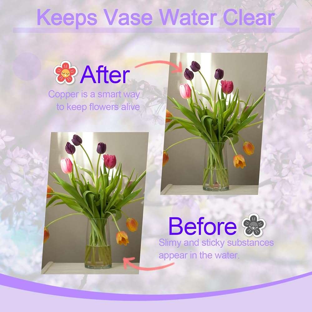 HaoTuJoho Alternative Flower Food for Fresh Cut Flowers, Copper Charm Keeps Vase Water Clear, Heart-Shaped 1 Pcs - Image 4