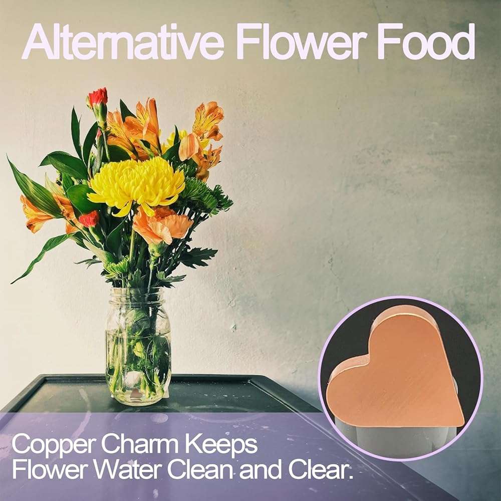 HaoTuJoho Alternative Flower Food for Fresh Cut Flowers, Copper Charm Keeps Vase Water Clear, Heart-Shaped 1 Pcs - Image 6
