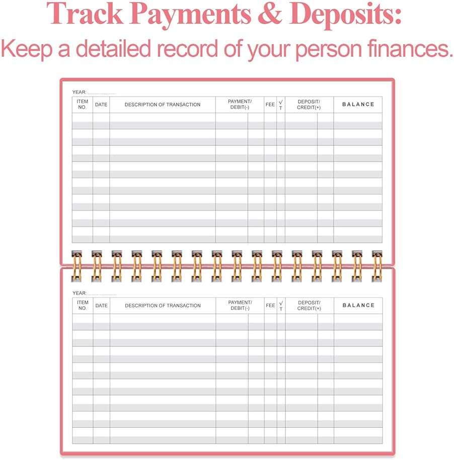 Check Registers for Personal Checkbook - A6 Blank Ledger Transaction Registers for Personal, Check Register Book for Checking and Saving Account, Deposit and Credit Card, 3,75" x 6.75", Pink - Image 3