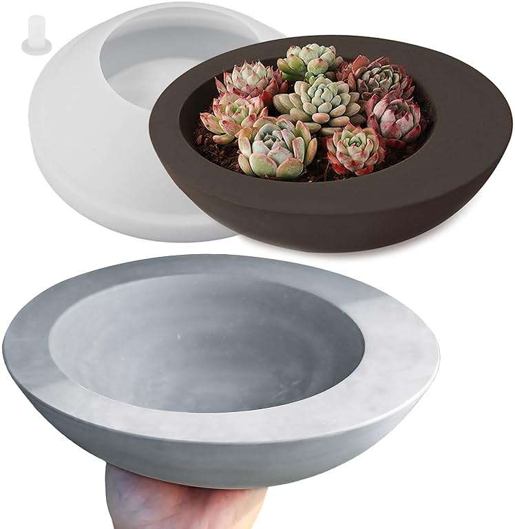 Wehous Large Round Container Mold, Silicone Irregular Bowl Storage Resin Concrete Molds, Candle Holder Succulent Planter Jewelry Trinket Tray Plate Mold DIY Epoxy Resin Casting Plaster Cement Decor - Image 1