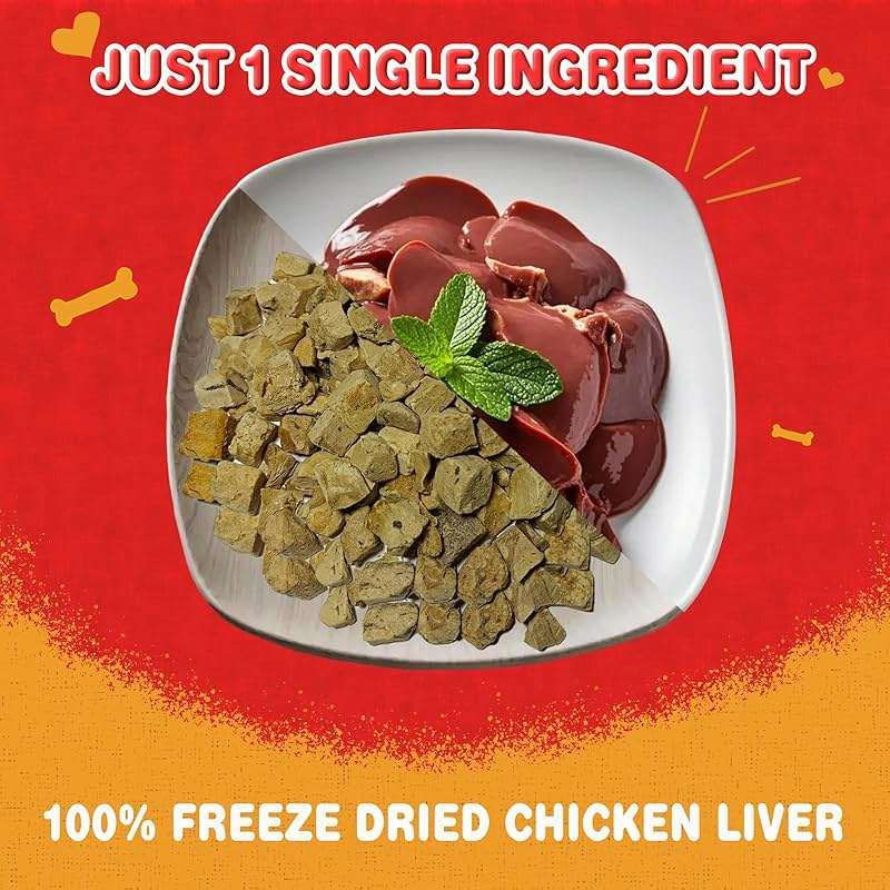 JADINGSFARM Freeze Dried Chicken Liver Pet Treats 8.8 OZ, Freeze Dried Raw Single Ingredient Dog Treats, Training Treats, Meal Toppers for Dogs Cats, High Protein, Grain Free, Gluten Free - Image 2