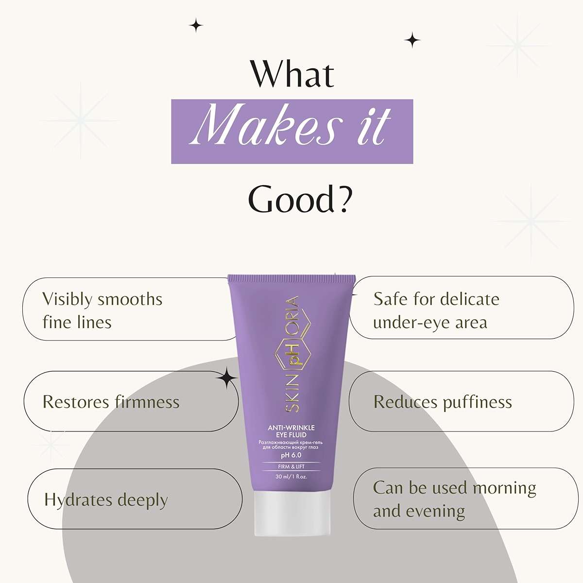 SKINPHORIA Anti-Wrinkle Eye Fluid with Collagen, Squalane & Hyaluronic Acid – Smooth Fine Lines, Firm & Hydrate Skin – Under Eye Cream Helps Reduce the Look of Puffiness & Restore Radiance – 30ml - Image 5