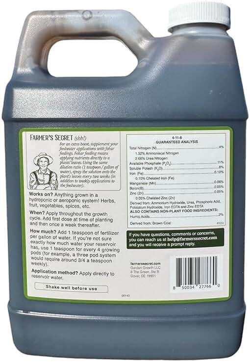 Farmer's Secret Hydroponic Booster Fertilizer - Super Concentrated 4-11-8 Formula - Use with Any Hydroponic or Aeroponic System - Great for Herbs, Veggies, Fruits, and More (32oz) - Image 2