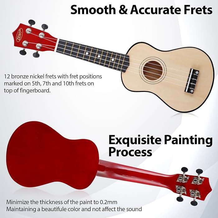 ZENY Soprano Ukulele for Beginners 21 Inch Ukelele Kit for Starter with Gig Bag, Strap, Nylon String, Tuner Pick - Image 8