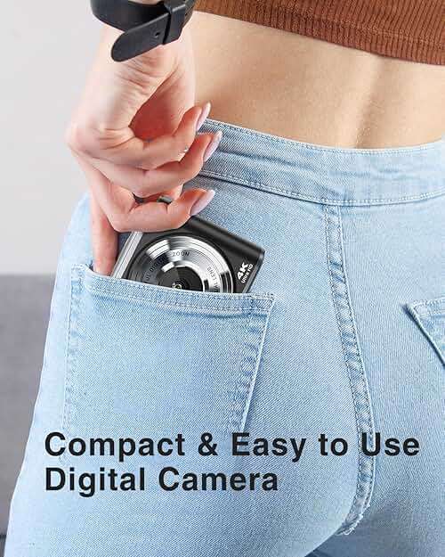 4K Digital Camera, 48MP Autofocus Camera Selfie with Front and Rear Dual Lenses, 32GB Card, 2 Batteries, 16X Digital Zoom, Compact Travel Vlogging Video Camera Gift for Kid Teen Beginner(Black) - Image 5