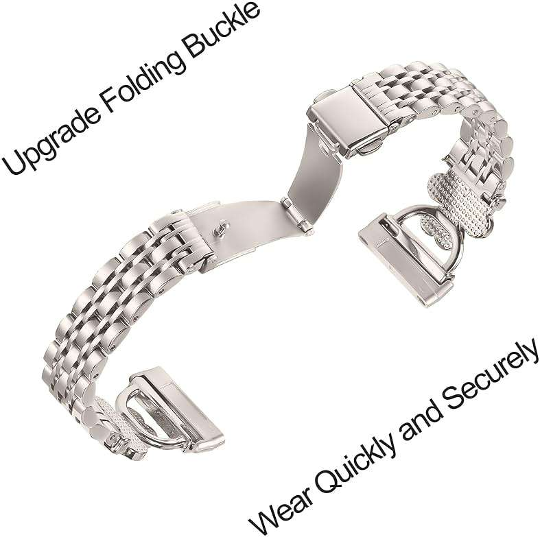 YouthRun Bling Love Clover Bands For Women Compatible With Versa 4/Versa 3/Sense 2/Sense Stainless Steel Adjustable Replacement Strap. - Image 3