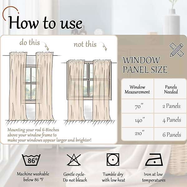 Lajode Floral Sheer Curtains for Living Room Window, Country Patterned Light Filtering Airy Farmhouse Semi Sheer Faux Linen Curtains for Bedroom 84 Inch Length 2 Panels Each 52 Inch Wide, Champagne - Image 8