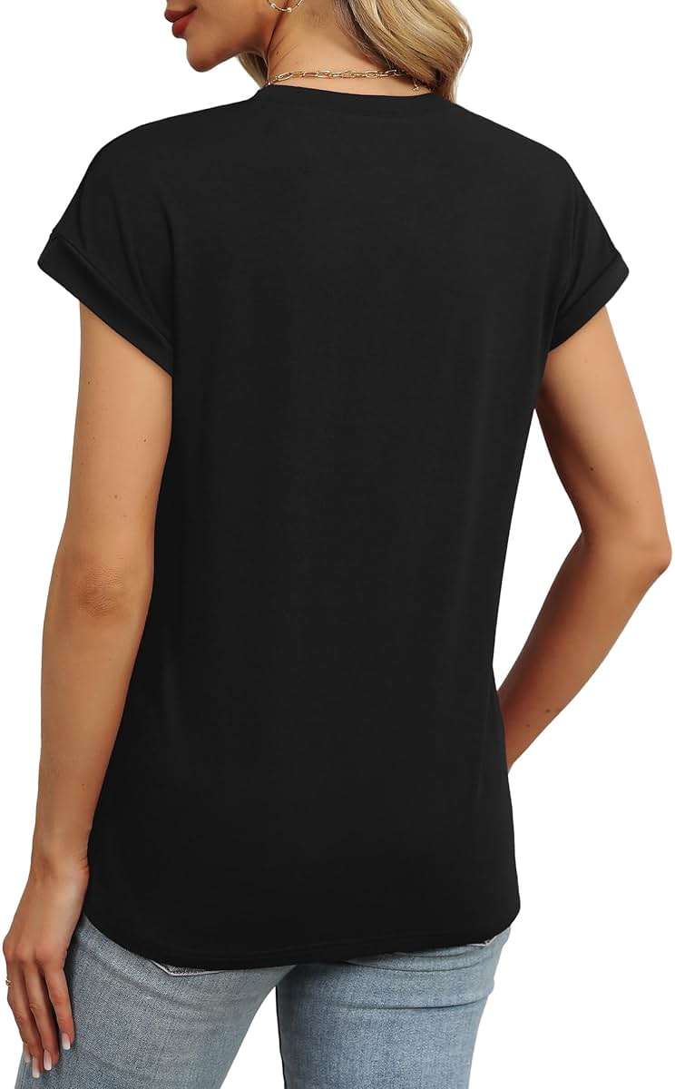 WEESO Womens Summer Tops Trendy 2026 Cap Sleeve T Shirts Crew Neck Pleated Front Beach Vacation Clothes Fashion - Image 4